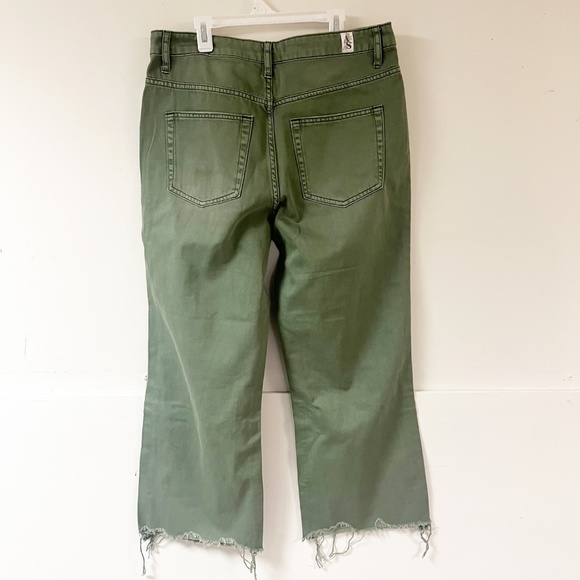 Altar'd State Olive Green Distressed Cropped Wide-Leg Jeans - Picture 8 of 12